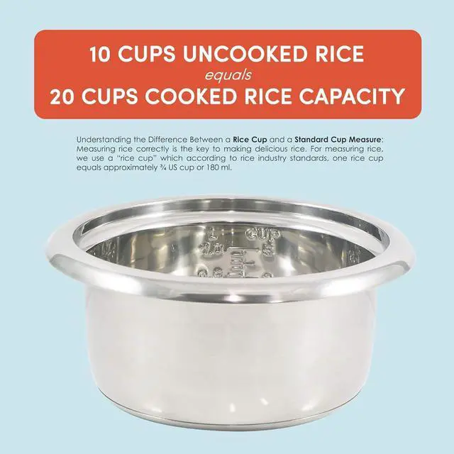 Alt view image 6 of 7 - Elite Gourmet ERC2010B Electric Rice Cooker with Stainless Steel Inner Pot Makes Soups, Stews, Porridge's, Grains and Cereals, 10 cups cooked (5 Cups uncooked), Black