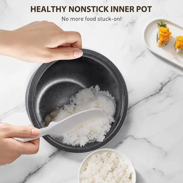 Alt view image 4 of 7 - Bear Rice Cooker 3 Cups (Uncooked), 3D Heating and Fuzzy Logic, Healthy Nonstick Small Rice Cooker, PFAS-Free, Touch-Screen, for White/Brown Rice Quinoa Oatmeal Soup