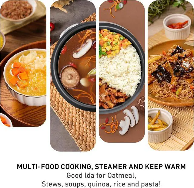 Alt view image 5 of 7 - Mishcdea Mini rice cooker Uncooked), Electric Rice Cooker Small with Removable Nonstick Pot & Food Steamer, 12H Automatic Keep Warm, for Rice, Soups, Stews, Grains, Oatmeal (white-2cup)