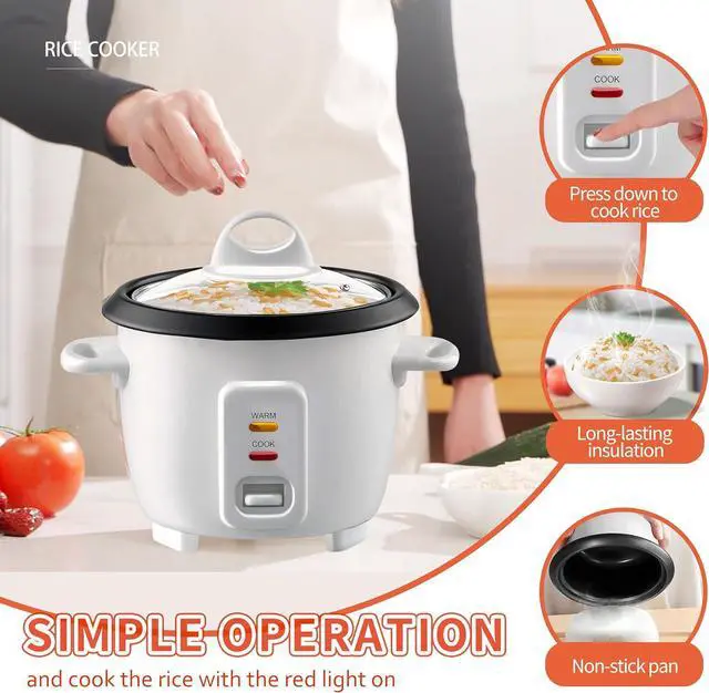 Alt view image 6 of 7 - Mishcdea Mini rice cooker Uncooked), Electric Rice Cooker Small with Removable Nonstick Pot & Food Steamer, 12H Automatic Keep Warm, for Rice, Soups, Stews, Grains, Oatmeal (white-2cup)