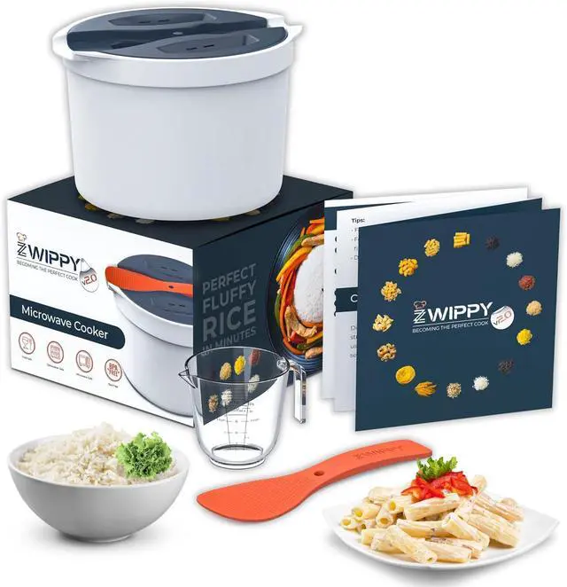 Main image of Microwave Rice Cooker Steamer and Pasta Cooker with Strainer - Mess-Free Design, Dishwasher Safe, Cooks Up to 8 Cups