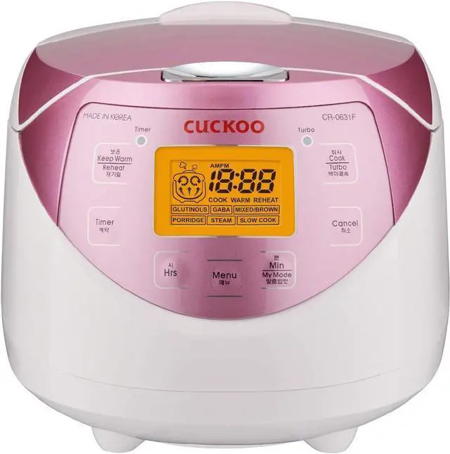 Main image of CUCKOO CR-0631F 6-Cup (Uncooked) / 12-Cup (Cooked) Micom Rice Cooker with Nonstick Inner Pot, 7 Menu Modes, LCD Display, Fuzzy Logic Tech, Auto Clean (White/Pink)