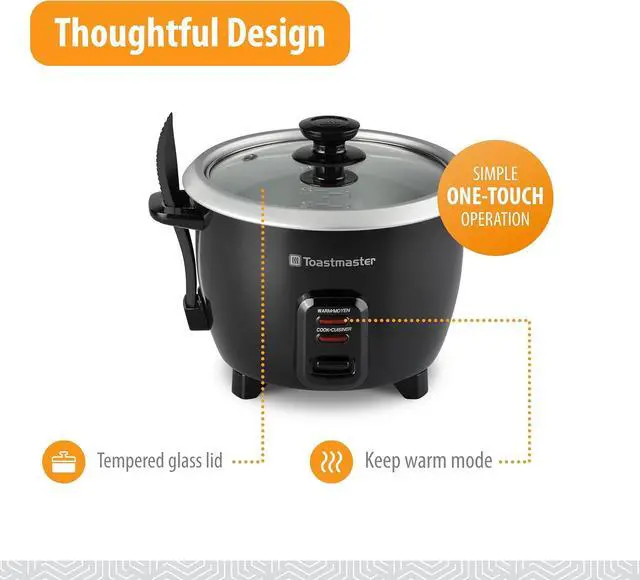 Alt view image 3 of 7 - Toastmaster 10-Cup Electric Rice Cooker (5 cups uncooked), Black, TM-101RCCN