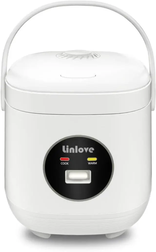 Main image of 3 Cups Mini Rice Cooker Portable 1.6 Quart Capacity Non-Stick Small Rice Maker, Rice cooker with BPA Free,One Touch & Keep Warm Function,Recipe Book,Food Steamer,White,120V