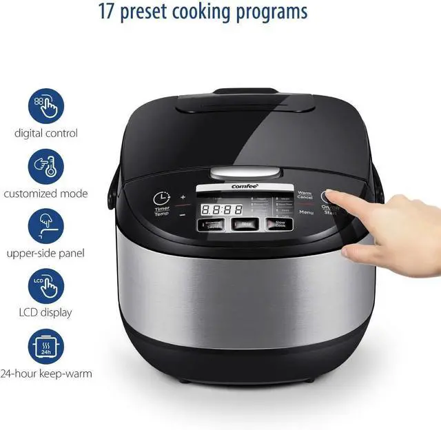 Alt view image 6 of 7 - COMFEE' Rice Cooker, Japanese Large Rice Cooker with Fuzzy Logic Technology, 11 Presets, 10 Cup Uncooked/20 Cup Cooked, Auto Keep Warm, 24-Hr Delay Timer