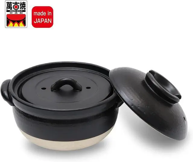 Alt view image 4 of 6 - DONABE Clay Rice Cooker Pot Casserole Japanese Style made in Japan for 1 to 2 cups with Double Lids, Microwave Safe