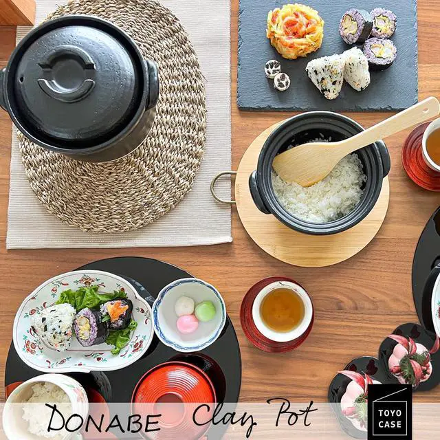 Alt view image 2 of 6 - DONABE Clay Rice Cooker Pot Casserole Japanese Style made in Japan for 1 to 2 cups with Double Lids, Microwave Safe