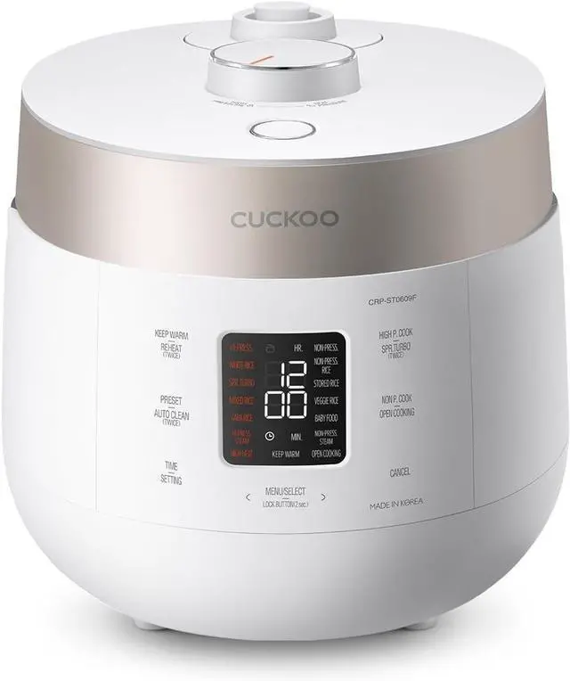 Main image of CUCKOO CRP-ST0609FW 6-Cup (Uncooked) / 12-Cup (Cooked) Twin Pressure Rice Cooker & Warmer with Nonstick Inner Pot, 16 Menu Options, 3 Voice Guide, Auto Clean (White)