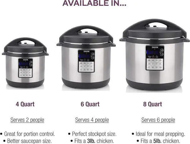 Alt view image 6 of 7 - Zavor LUX Edge, 8 Quart Programmable Electric Multi-Cooker: Pressure Cooker, Slow Cooker, Rice Cooker, Yogurt Maker, Steamer and more - Stainless Steel (ZSELE03)