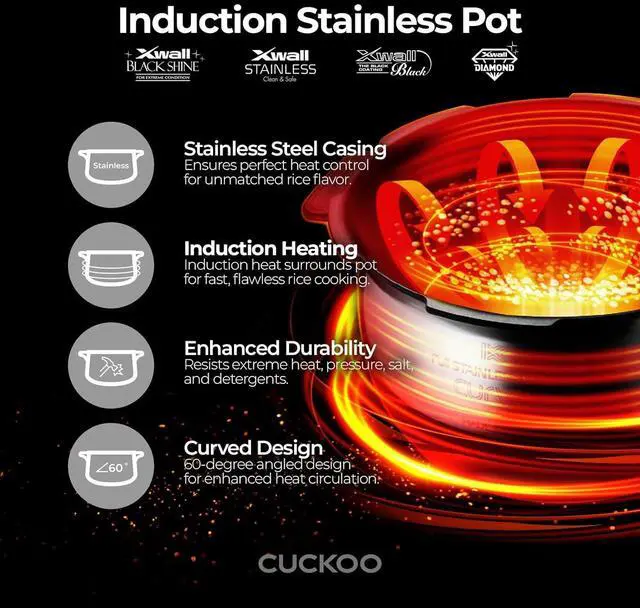 Alt view image 4 of 7 - CUCKOO CRP-JHR1009F 10-Cup (Uncooked) / 20-Cup (Cooked) Induction Heating Pressure Rice Cooker with Nonstick Inner Pot, 16 Menu Options, Fuzzy Logic Tech, 3 Voice Guide, Auto Clean (Copper/Black)