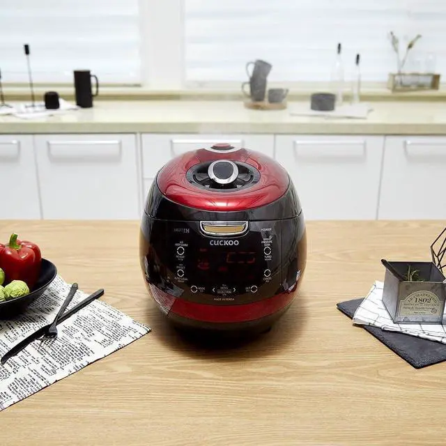 Alt view image 2 of 7 - CUCKOO CRP-HZ0683FR | 6-Cup (Uncooked) Induction Heating Pressure Rice Cooker | 13 Menu Options, Auto-Clean, Voice Guide, Made in Korea | Black/Red