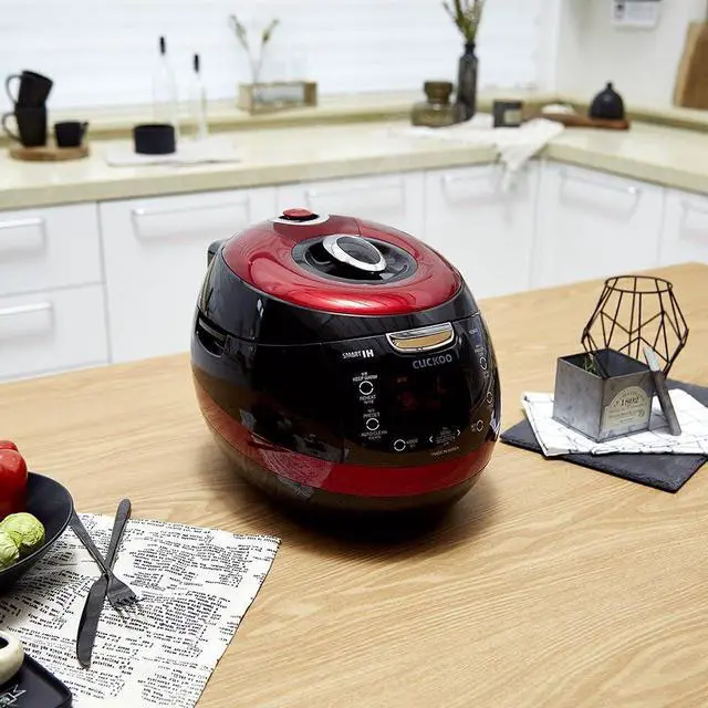 Alt view image 4 of 7 - CUCKOO CRP-HZ0683FR | 6-Cup (Uncooked) Induction Heating Pressure Rice Cooker | 13 Menu Options, Auto-Clean, Voice Guide, Made in Korea | Black/Red