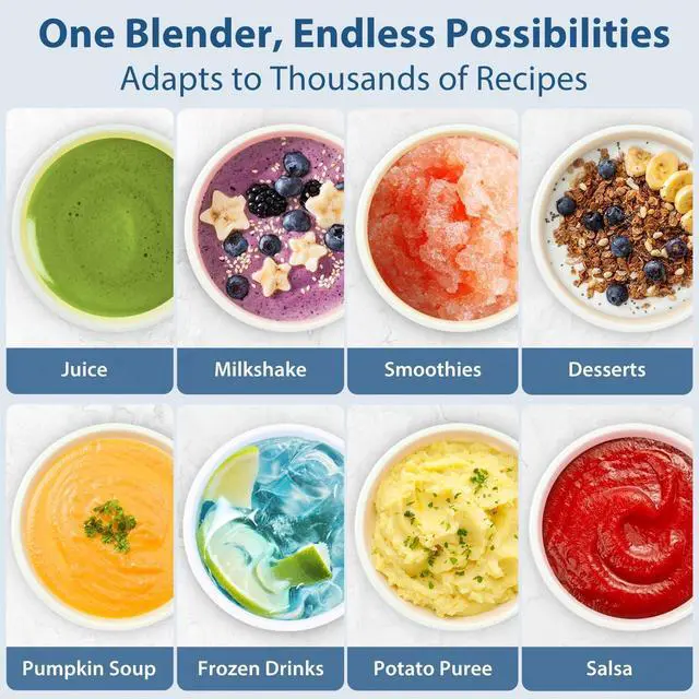 Alt view image 4 of 7 - Aeitto Blenders for Kitchen with 68Oz. Large Capacity, 1800W Max Power Smoothie Blender, 3 Preset Programs & 7 Speeds, Professional Countertop Blender for Smoothies, Ice Crush, Frozen Drinks, Silver