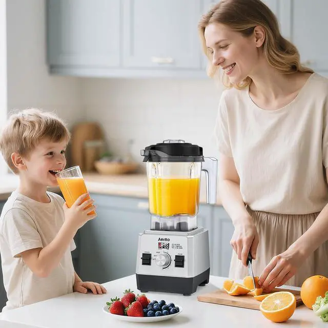 Alt view image 7 of 7 - Aeitto Blenders for Kitchen with 68Oz. Large Capacity, 1800W Max Power Smoothie Blender, 3 Preset Programs & 7 Speeds, Professional Countertop Blender for Smoothies, Ice Crush, Frozen Drinks, Silver