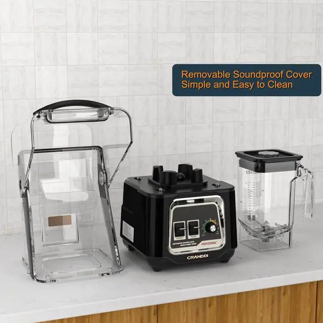 Alt view image 3 of 7 - CRANDDI Commercial Blender, 2200W Countertop Blenders with Removable Shield, Quiet Smoothie Blender for Shakes and Ice Crushing, 52oz, 38000 RPM Professional Blenders for Kitchen, K80 (Black)