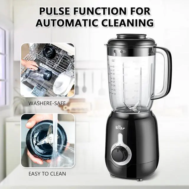 Alt view image 3 of 6 - Bear Blender, 2025 New 700W Smoothie Countertop Blender with 40oz Cup for Shakes and Smoothies, 3-Speed for Crushing Ice, Puree and Frozen Fruit with Autonomous Clean