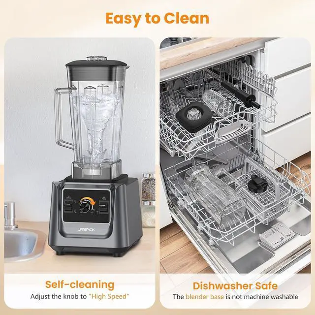 Alt view image 6 of 7 - Blenders for Kitchen, 2000W Professional Grade High-Speed Countertop Blender with 68oz Pitcher & 27oz To-Go Cup for Smoothies, Ice, and Frozen Fruit, BPA-Free, Dishwasher Safe