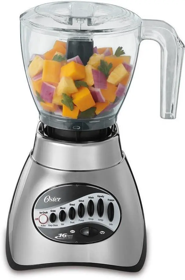 Alt view image 3 of 6 - Oster Classic Series 16 Speed Blender with Food Chopper and Glass Jar Brushed Nickel