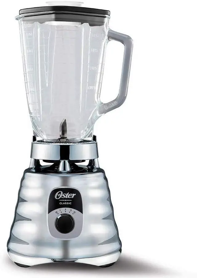 Main image of Oster Original 3 Speed Chrome Blender, 6 Times more Durable Motor, 10 Times Stronger, 5 Cup Glass Jar