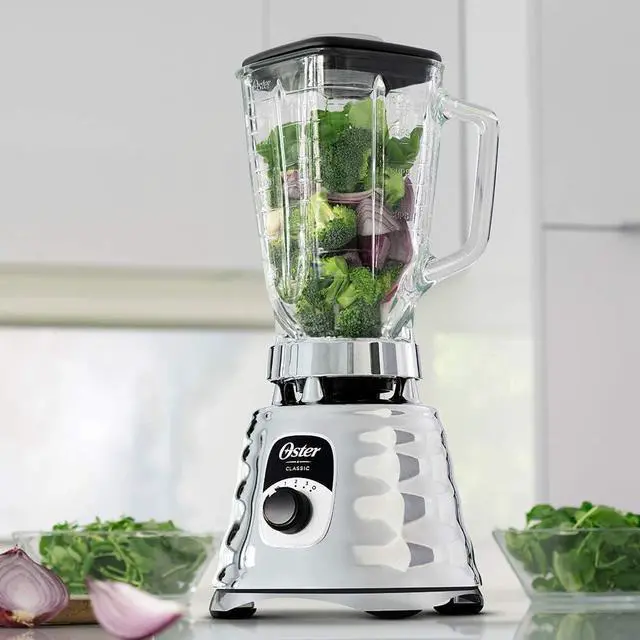 Alt view image 3 of 7 - Oster Original 3 Speed Chrome Blender, 6 Times more Durable Motor, 10 Times Stronger, 5 Cup Glass Jar