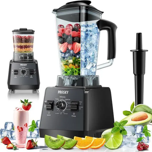 Main image of Professional Blender,Smoothies Blenders, PRASKY Max.2400Watts/1000Watts Blender and Grinder Combo 25000RPM Powerful Kitchen 68oz BPA Free 2 Containers Countertop Blenders Ice Crushing, Juice