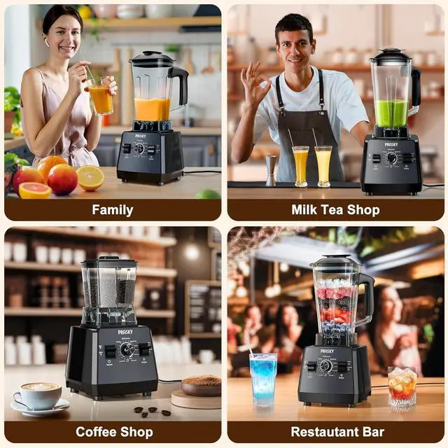 Alt view image 7 of 7 - Professional Blender,Smoothies Blenders, PRASKY Max.2400Watts/1000Watts Blender and Grinder Combo 25000RPM Powerful Kitchen 68oz BPA Free 2 Containers Countertop Blenders Ice Crushing, Juice