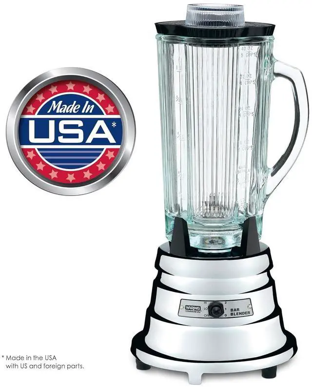 Main image of Waring Commercial BB900G 1/2 HP Chrome Bar Blender with 40-Ounce Glass Container Silver
