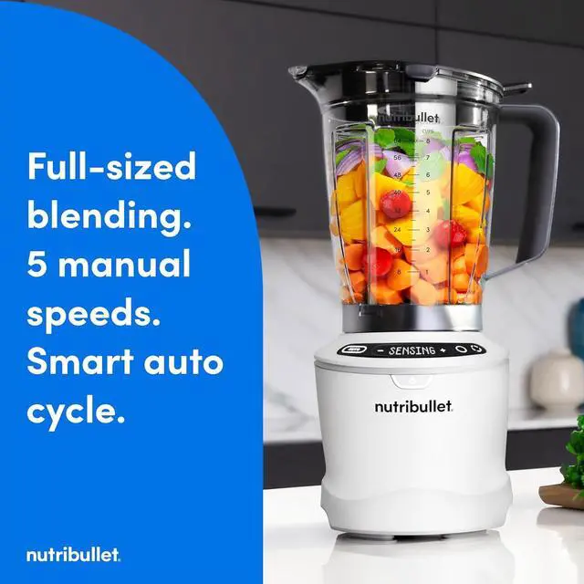 Alt view image 2 of 7 - nutribullet SmartSense 5-speed, full-size blender, 1400 Watt- Matte White