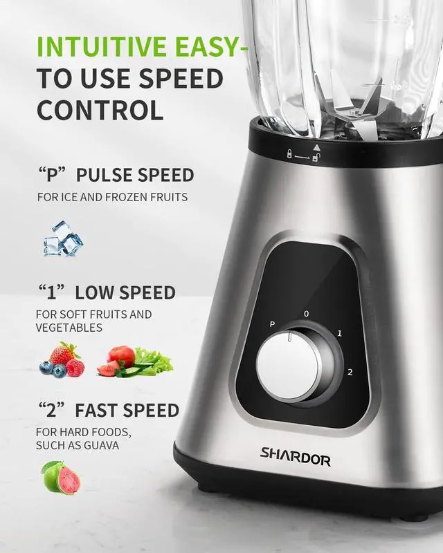 Alt view image 3 of 6 - SHARDOR 1200W Blenders for Smoothies and Shakes, 52 Oz Countertop Blender & 22 Oz Personal Blender Combo, New Upgraded 6-leaf Blade, 3 Adjustable Speed for Juices, Frozen Fruit Drinks, Sauces