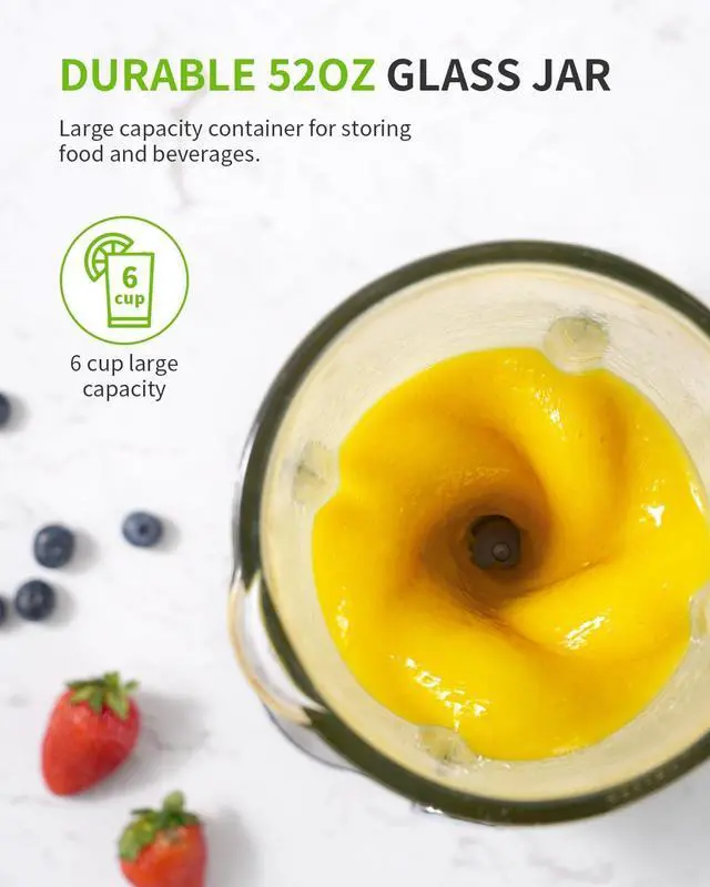 Alt view image 5 of 6 - SHARDOR 1200W Blenders for Smoothies and Shakes, 52 Oz Countertop Blender & 22 Oz Personal Blender Combo, New Upgraded 6-leaf Blade, 3 Adjustable Speed for Juices, Frozen Fruit Drinks, Sauces