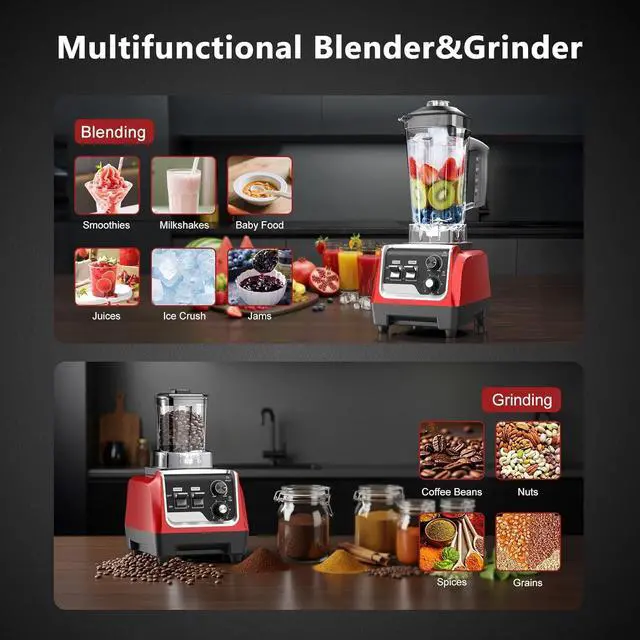Alt view image 2 of 7 - Blender for Smoothies with 1800 Watt Motor Powerful Countertop Blenders for Kitchen 70OZ Large Capacity Smoothie Blender and Grinder Combo for Ice Crush Frozen Drinks Puree