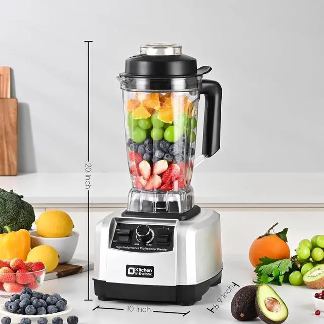 Alt view image 4 of 6 - Kitchen in the box Blender 68 OZ, Professional High Performance Kitchen Smoothie Blenders with Stainless Steel Blades, BPA Free Blender Creating Frozen Drinks, Ice Crush, Protein Shakes (Silver)