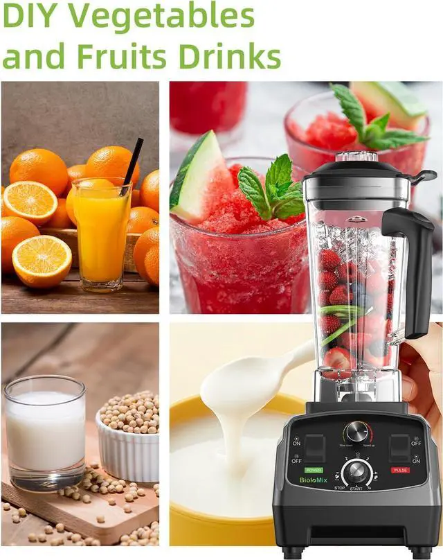 Alt view image 6 of 7 - BioloMix Professional Blender,Smoothie Blender,Blender for Kitchen with 2200-Watt Motor,68 Oz Large Capacity,High Speed Blender for Shakes, Smoothies, Ice Crushing, Frozen Fruits (with Extra Parts)