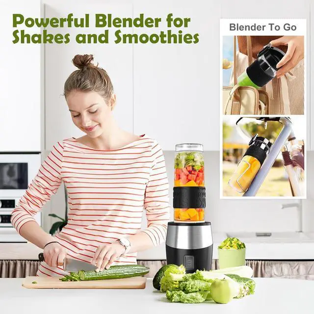 Alt view image 4 of 7 - Blender and Food Processor Combo, Blender for Shakes and Smoothies, Personal Blender Small Blender, Suitable for Kitchen, Home, 700W Electric Blender with Mixer Grinder/Blender/Chopper