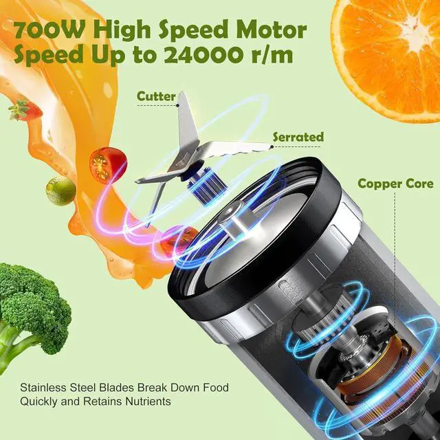 Alt view image 3 of 7 - Blender and Food Processor Combo, Blender for Shakes and Smoothies, Personal Blender Small Blender, Suitable for Kitchen, Home, 700W Electric Blender with Mixer Grinder/Blender/Chopper