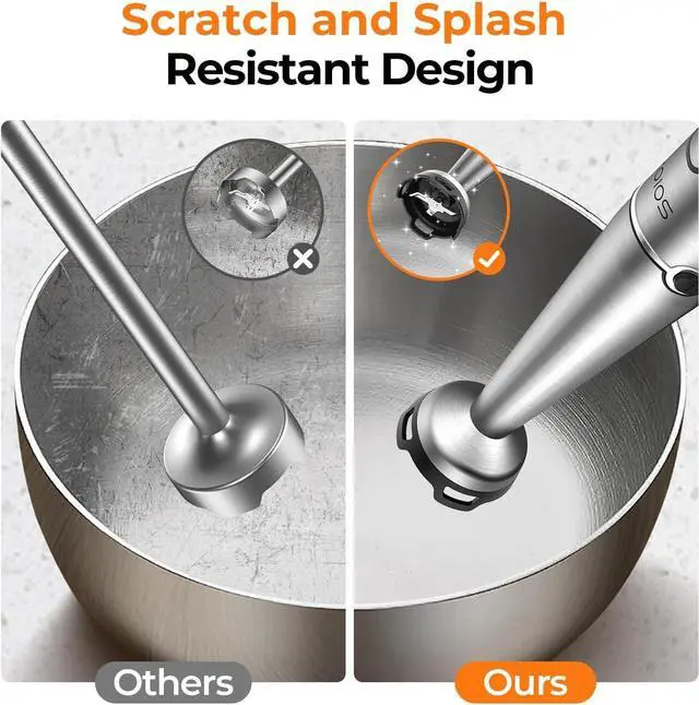 Alt view image 3 of 7 - KOIOS Immersion Blender Handheld - Trigger Variable Speed 5-in-1 Immersion Hand Blender 1100W, Anti-Scratch Stainless Steel Shaft, Chopper & Milk Frother, Non-BPA for Soup, Baby Food and Smoothies