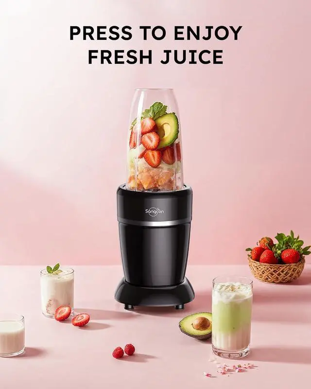 Alt view image 4 of 7 - Sangcon 1000W Blender for Smoothies, Blenders for Kitchen with (3) Cups (2) Spout Covers (1) Storage Cap (1) To-Go Cap, Portable Blender for Shakes and Smoothies, Ice Crushing, Frozen Drinks, Spices