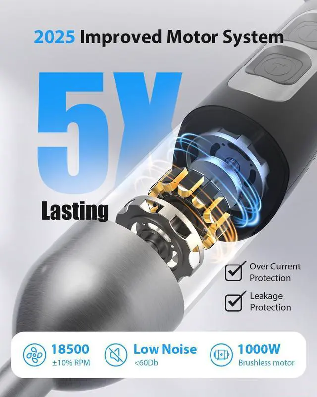 Alt view image 2 of 7 - 1000W Powerful Immersion Blender Handheld, 2025 New Update Hand Blender with 25-Speed and Heavy-Duty Copper Motor, 4 in 1 Hand Mixer with Chopper, Whisk, Beaker and Wand Silver