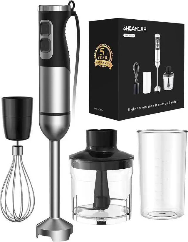 Main image of 1000W Powerful Immersion Blender Handheld, 2025 New Update Hand Blender with 25-Speed and Heavy-Duty Copper Motor, 4 in 1 Hand Mixer with Chopper, Whisk, Beaker and Wand Silver
