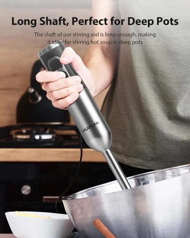 Alt view image 5 of 7 - 1000W Powerful Immersion Blender Handheld, 2025 New Update Hand Blender with 25-Speed and Heavy-Duty Copper Motor, 4 in 1 Hand Mixer with Chopper, Whisk, Beaker and Wand Silver