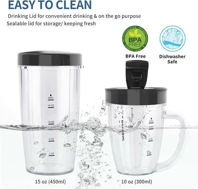 Alt view image 4 of 7 - La Reveuse Personal Size Blender 250 Watts Power for Shakes Smoothies Seasonings Sauces with 1 Piece 15 oz Cup,1 Piece 10 oz Mug,BPA-Free (Black)
