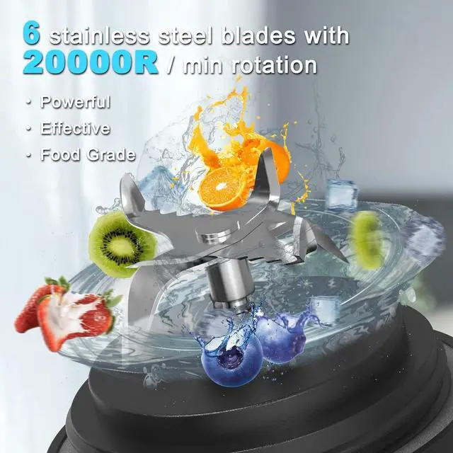 Alt view image 3 of 7 - DENOKIN Portable Blender 20oz Vessel, Cordless Personal Size Blender for Shakes and Smoothies with 6 Blade Small Blender for Kitchen, Home, Travel