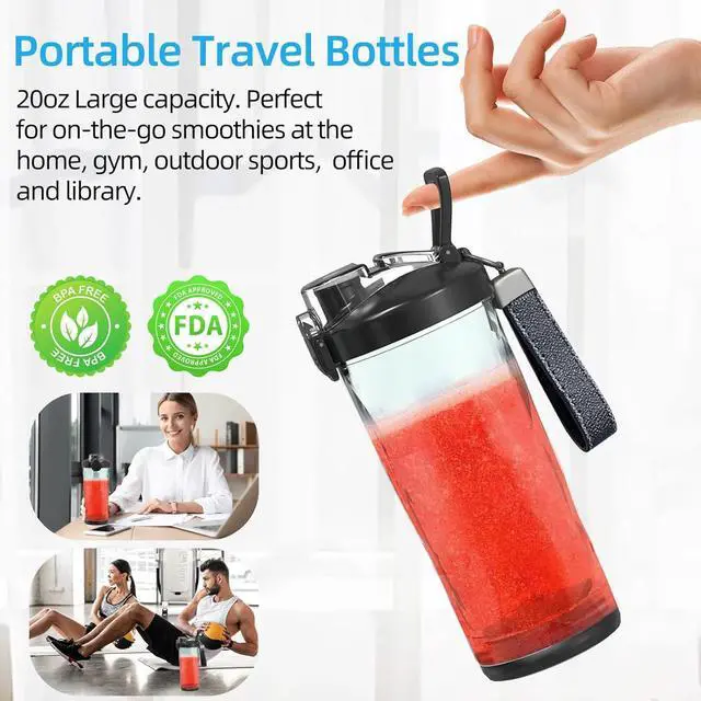 Alt view image 7 of 7 - DENOKIN Portable Blender 20oz Vessel, Cordless Personal Size Blender for Shakes and Smoothies with 6 Blade Small Blender for Kitchen, Home, Travel