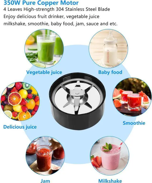 Alt view image 5 of 7 - Personal Blender with Button,350W Professional Kitchen Blender for Smoothies and Shakes,Portable Smoothie Maker Mixer,Easy Cleaning&Operation,Suitable for Carrying or Storage