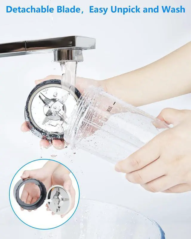 Alt view image 6 of 7 - Personal Blender with Button,350W Professional Kitchen Blender for Smoothies and Shakes,Portable Smoothie Maker Mixer,Easy Cleaning&Operation,Suitable for Carrying or Storage