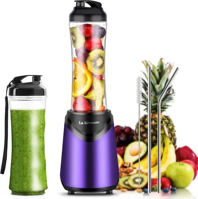 Main image of La Reveuse Smoothie Blender Personal Size 300 Watts with 2 Pieces 18 oz BPA-free Travel Sports Bottles,Purple