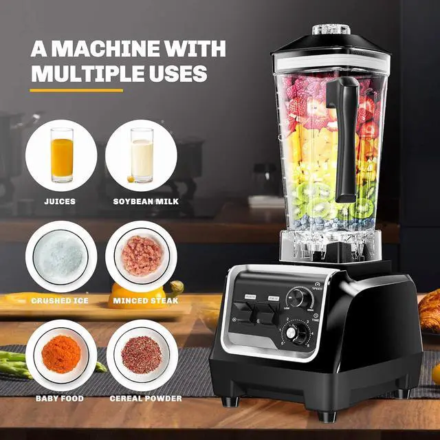 Alt view image 2 of 6 - Professional Blenders for Kitchen, 2L Large Capacity Smoothie Blender, 2200W High Power Home and Commercial Countertop Blender, 68oz BPA Free Blender for Shakes and Smoothies with Timer, Crushing Ice