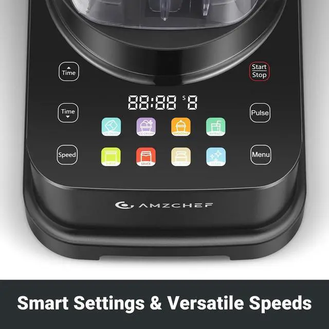 Alt view image 4 of 7 - AMZCHEF 8-IN-1 Professional Blender, 2000 W Commercial Blenders for Kitchen with Timer, Innovative LED Touch Panel with 8 Preset Programs, 10 Speeds Blender for Shakes and Smoothies, 68 oz, Black