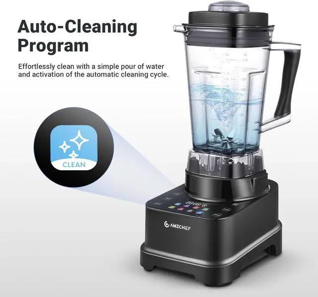 Alt view image 6 of 7 - AMZCHEF 8-IN-1 Professional Blender, 2000 W Commercial Blenders for Kitchen with Timer, Innovative LED Touch Panel with 8 Preset Programs, 10 Speeds Blender for Shakes and Smoothies, 68 oz, Black