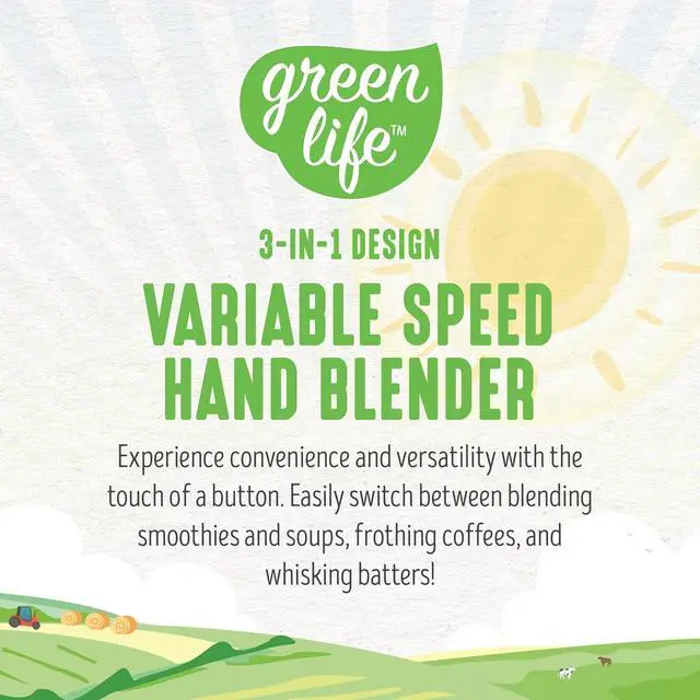 Alt view image 4 of 7 - GreenLife 500-Watt Immersion Electric Handheld Stick Blender with Stainless Steel Blades, Whisk, Frother, Measuring Cup and Lid, Soups, Puree, Cake, Multi-Speed Control, Portable, Pink